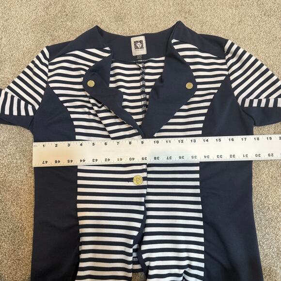 Anne Klein small stripe color block 1/2 sleeve jacket blazer C2 2405 - Picture 4 of 12